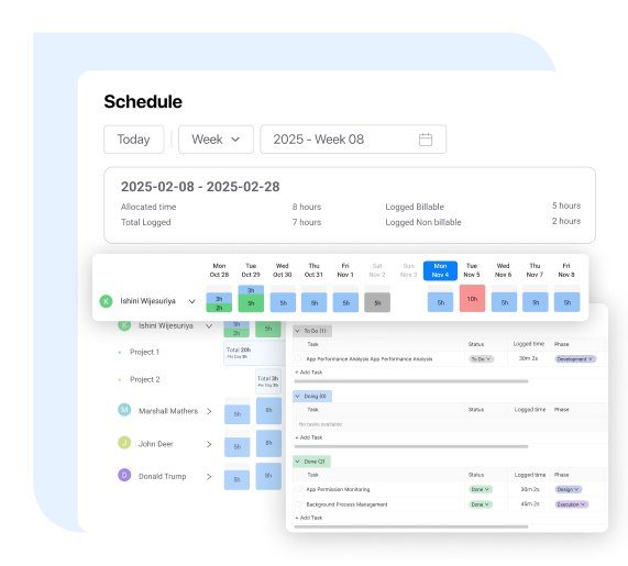all team members' allocation calendar view